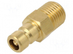 Connector | connector pipe,with valve | max.10bar | brass | Seal: FPM