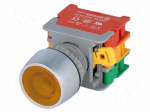 Switch: push-button | 22mm | Stabl.pos: 1 | NC + NO | yellow | 3A/230VAC