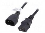 Cable | 3x0.75mm2 | IEC C13 female,IEC C14 male | PVC | 3m | black | 10A