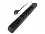 Plug socket strip: protective | Sockets: 10 | 230VAC | 10A | black