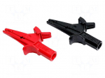 Crocodile clip | 10A | Overall len: 65mm | black,red | 4mm socket