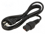 Cable | IEC C13 female,SEV-1011 (J) plug | 2m | black | 10A | 250V