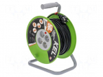 Extension lead | 3x1mm2 | 50m | PVC | black | Sockets no: 4 | reel | 10A