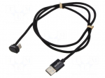 Cable | USB 2.0 | USB A plug,USB C angled plug | 1m | black | 480Mbps