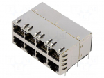Connector: RJ45 | socket | PIN: 8 | shielded,with LED | 8p8c | THT