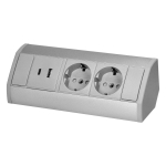 Uued tooted // Gniazdo meblowe 2x2P+Z (Schuko), 2xUSB (typ A+C; 2,4A), szaro-srebrne