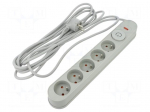 Plug socket strip: protective | Sockets: 5 | 230VAC | 10A | grey | 5m