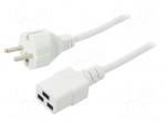 Cable | 3x1mm2 | CEE 7/7 (E/F) plug,IEC C19 female | PVC | 2m | white
