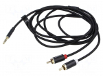 Cable | Jack 3.5mm 3pin plug,RCA plug x2 | 2m | textile