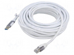 Cable | USB 3.0 | RJ45 plug,USB A plug | nickel plated | 10m | white