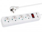 Uued tooted // 98-785# Przedłużacz sieciowy pr-470wsp/usb 4-gniazda+usb z uziemieniem+wyłącznik 5m biały 3x1,5mm