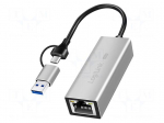 USB to Ethernet adapter | USB 3.2 Gen 1 | grey | 0.15m