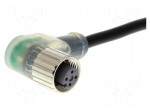 Cable: for sensors/automation | M12 | PIN: 4 | angled | 5m | PUR | female