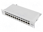 Patch panel | white | Number of ports: 12 | 10" | Cat: 6 | rack 10" | RACK