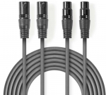 Cable Nedis 2x XLR M - 2x XLR F 3m