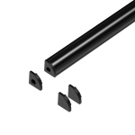 Uued tooted // Zestaw: profil aluminiowy do taśm LED, 2000 x 10 x 10 mm, narożny, czarny, klosz czarny, 4 zaślepki