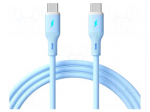 Cable | USB 2.0 | USB C plug,both sides | nickel plated | 1m | blue | Cu