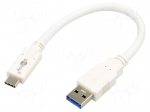Cable | USB 3.0 | USB A plug,USB C plug | 0.2m | white | 5Gbps