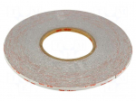 Tape: fixing | W: 6mm | L: 33m | Thk: 0.6mm | acrylic | grey