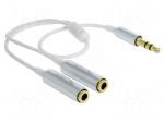 Cable | Jack 3.5mm 3pin socket x2,Jack 3.5mm 3pin plug | 0.25m
