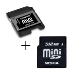 Kingston miniSD Card Adapter and Nokia MiniSD Memory Card Storage Media 512 Mb Used Tested Formated Bulk