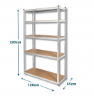Vastupidav, &uuml;mberkujundatav metallriiul 205x120x45 cm koju, kontorisse, garaaži, 875 kg