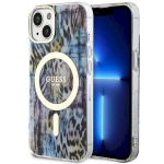 Guess GUHMP14SHLEOPWB Hardcase Leopard MagSafe for iPhone 14 / 15 / 13 6.1" / blue
