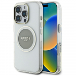 Case Guess IML Metal Colored Circle Classic Logo MagSafe for iPhone 16 Pro / grey