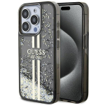 Guess GUHCP15LLFCSEGK Hardcase Liquid Glitter Gold Stripes for iPhone 15 Pro 6.1" / black