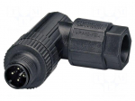 Connector: M12 | plug | PIN: 4 | 250V | angled | IP65 | push-lock | A code