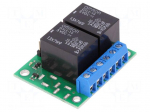 Module: relay | Channels: 2 | 5VDC | max.250VAC | 10A | pin strips,screw
