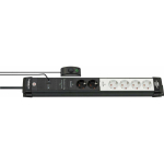 Brennenstuhl Premium-Line Comfort Switch Plus Steckdosenleiste 6-fach, 2x permanent (Black/hellGray, 3 Meter Kabel, mit Hand-/Fu&szlig;schalter)