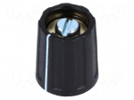 Knob | with pointer | ABS | &Oslash;shaft: 4mm | &Oslash;13.5x15.5mm | black