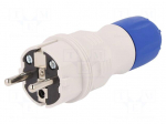 Connector: AC supply | male | plug | 2P+PE | 250VAC | 16A | blue,grey