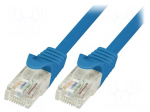 Patch cord | U/UTP | 6 | stranded | CCA | PVC | blue | 10m | 24AWG