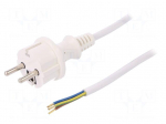 Cable | SCHUKO plug,CEE 7/7 (E/F) plug,wires | 3m | white | PVC | 16A
