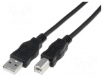 Cable | USB 2.0 | USB A plug,USB B plug | nickel plated | 5m | black