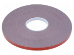 Tape: fixing | W: 12mm | L: 33m | Thk: 1.1mm | double-sided | acrylic | grey
