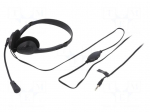 Headphones with microphone | black | Jack 3,5mm | 1.8m | 20&divide;20000Hz