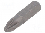 Screwdriver bit | Pozidriv&reg; | PZ2 | 1/4" | Overall len: 25mm