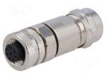 Connector: M12 | plug | PIN: 8 | female | 30V | straight | IP67 | soldering