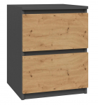 Topeshop W2 ANTRACYT/ARTISAN nightstand/bedside table 2 drawer(s) Anthracite, Oak