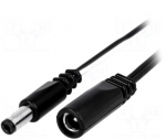 Kaabel | DC 5.5/2.1 pistik, DC 5.5/2.1 pistikupesa | sirge | 0,5mm2 | 1 m