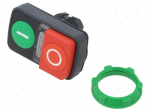Switch: double | 22mm | Stabl.pos: 1 | green/red | IP20 | flat + convex
