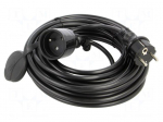 Extension lead | 3x1.5mm2 | 10m | PVC | black | Sockets no: 1 | 16A