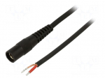 Cable | 1x1mm2 | wires,DC 5,5/2,1 socket | straight | black | 5m | round