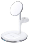 Belaidis įkroviklis CHOETECH, 15W, 3in1, magnetinis White su stovu
