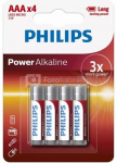Philips Baterries Power Alkaline AAA 4pcs blister