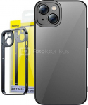 Sada průhledn&eacute;ho pouzdra Baseus Glitter a tvrzen&eacute;ho skla pro iPhone 14 Plus (čern&aacute;)