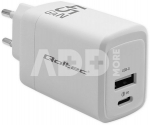 Qoltec GaN 45W charger 5V 20V 1.5A 3A,1xUSB C PD,1xUS